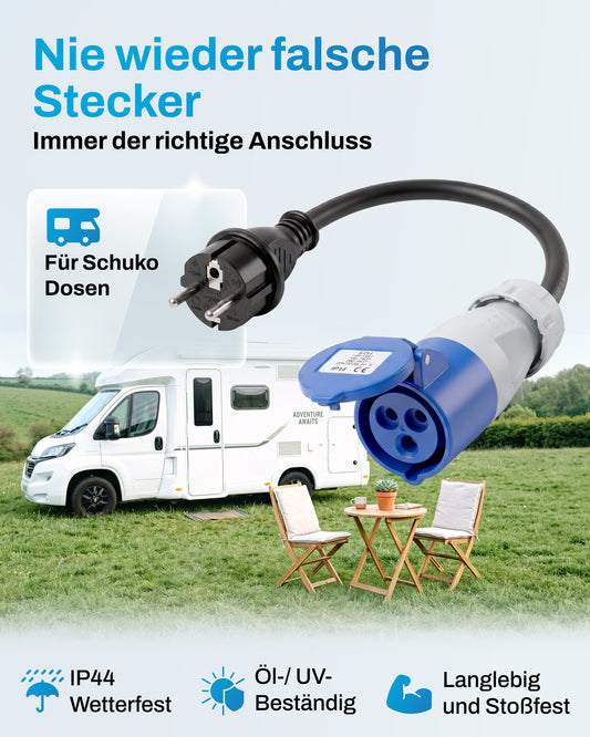 Einspeise-Adapter Schuko auf CEE · 35cm · IP44