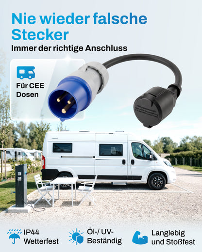 Camping Stromadapter CEE auf Schuko · 35cm · IP44