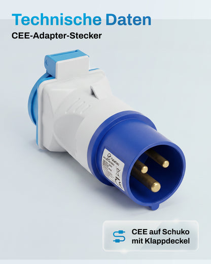 Kompakt-Adapter CEE auf Schuko · ohne Kabel · IP44