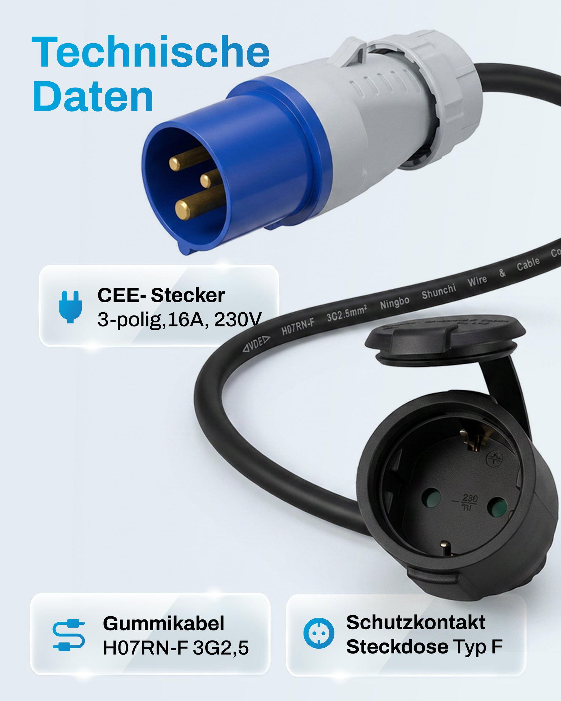 CEE Adapter 1,5m Kabel
