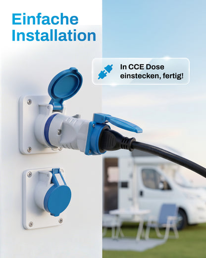 Kompakt-Adapter CEE auf Schuko · ohne Kabel · IP44