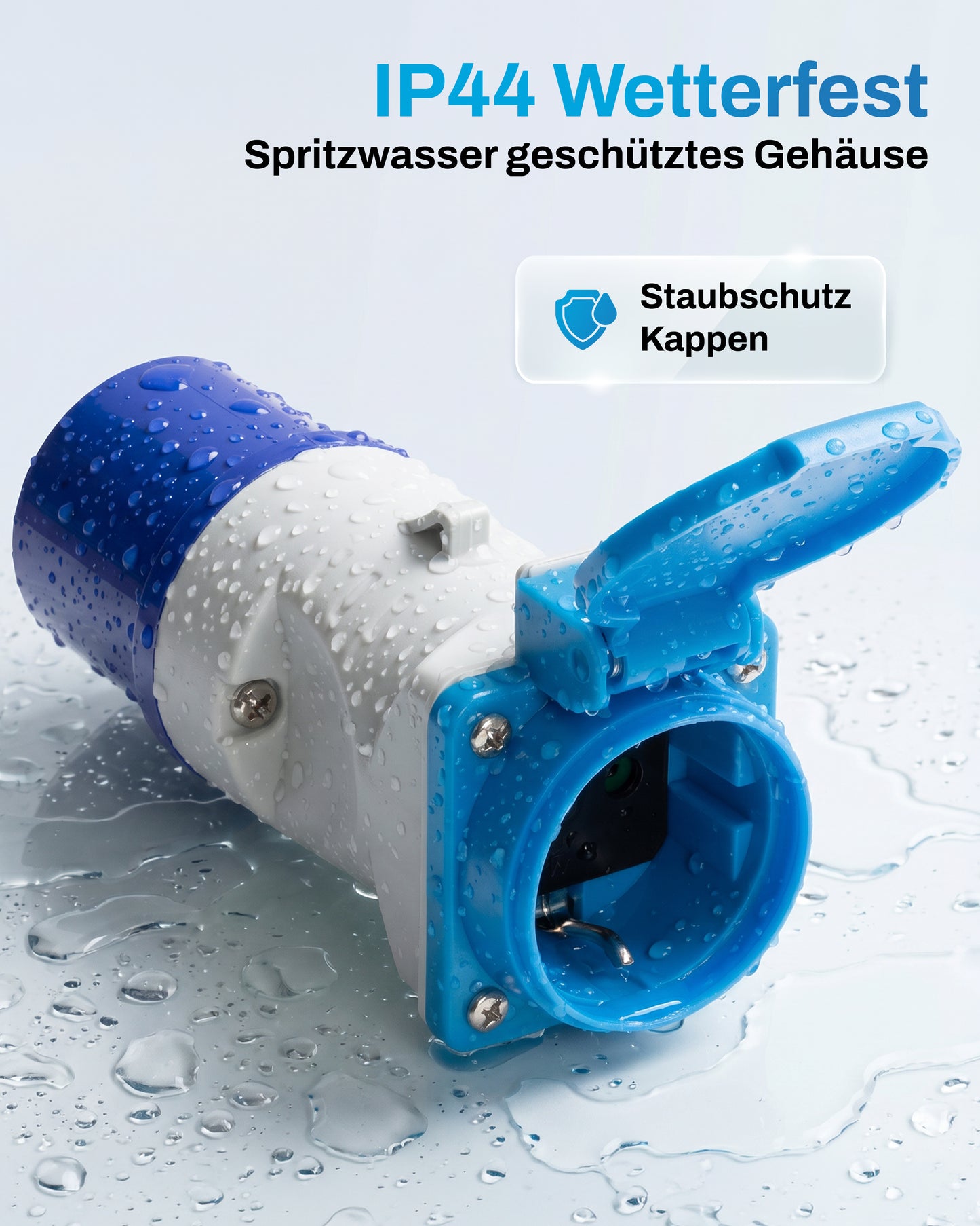 Kompakt-Adapter CEE auf Schuko · ohne Kabel · IP44