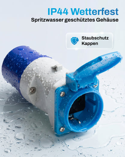 Kompakt-Adapter CEE auf Schuko · ohne Kabel · IP44