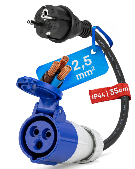 Einspeise-Adapter Schuko auf CEE · 35cm · IP44
